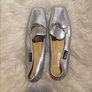 Silver Escada Loafers in Great Condition